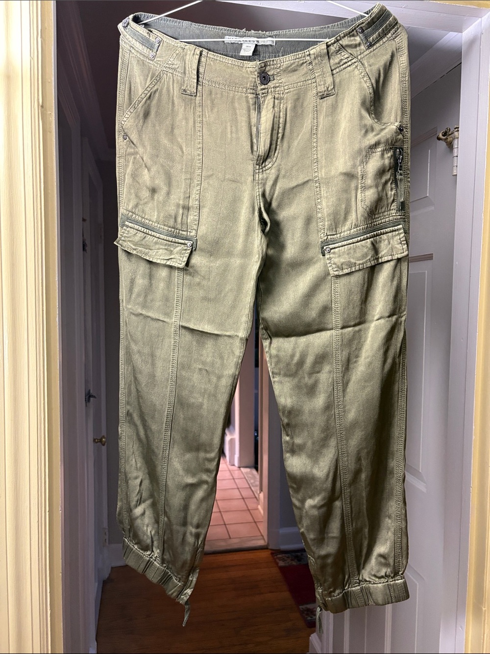 Marrakech Olive Cargo Jogger Pants with Ankle Cuffs